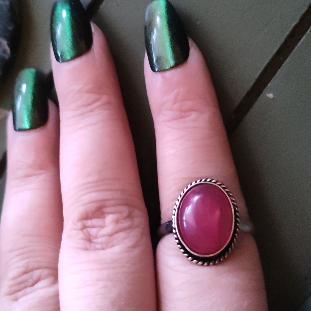 Ruby Silver Plated Adjustable Stone Ring - image 4